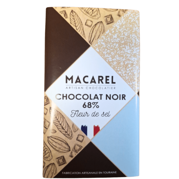 Tablette de chocolat noir (68%) fleur de sel (80g)