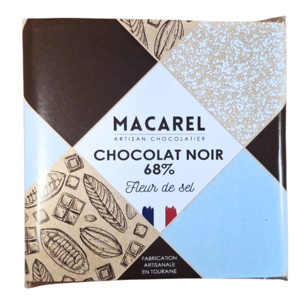 Tablette de chocolat noir (68%) fleur de sel (40g)